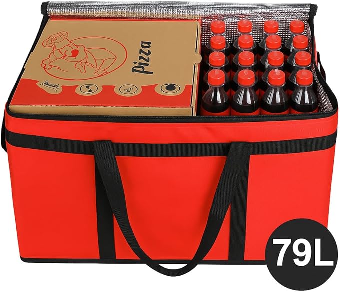 Bodaon Insulated Food Delivery Bag With Hard Bottom, XXXL Pizza Cooler Bags, Rideshare Delivery Bag, Grocery Shopping bag, Thermal Cold/Hot Styrofoam Carrier for Travel/Catering/Car
