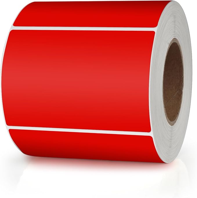 Red Rectangle Stickers 3 x 2 Inch Color Coding Labels Vinyl Roll Self-Adhesive Waterproof Removable 500 PCS