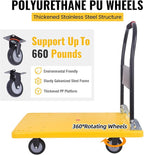 Hand Cart 660 lbs, Push Cart Dolly Yellow, Capacity Platform Truck Foldable Platform Upgraded Heavy Duty Moving Cart with PU Wheels for Home Garden Warehouse Garage Workshops