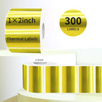 2x1 Inch Thermal Labels, Holographic Gold Thermal Printer Stickers, Waterproof Self-Adhesive Shipping Label Printer Sticker for Barcode, Name, Address, 300 Labels/Roll