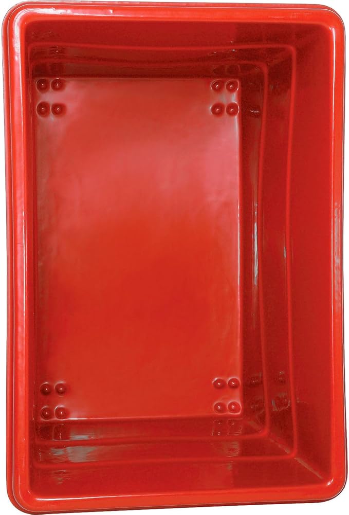Global Industrial 20 Bushel Plastic Bulk Box Truck, Steel Chassis Base, 1200 lbs. Capacity, 4" Non-Maring Rubber Casters, Red, 50-2/5"L x 34-3/5"W x 35-3/5"H