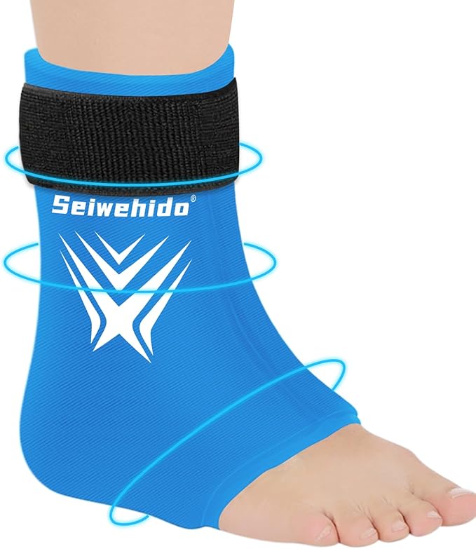 Foot Ankle Ice Pack Wrap for Swelling,Reusable Gel Ice Pack for Sprained Ankle Injuries,Cold Therapy Sleeves Compression for Plantar Fasciitis Relief, Achilles Tendonitis, Sore Feet & Heel (Blue)