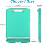 Rimilak Plastic Clipboard with Storage, 8.5 x 11 High Capacity Folio Nursing Case with Pen Holder, Size 14.2 x 9.6 x 1.2″ Folder Side-Opening for Classroom, Teacher, Student, Smooth Writing, Green