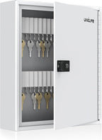 Uniclife 60 Position Slotted Key Cabinet with Combination Lock Resettable White Digital Security Storage Box Steel Key Organizer with Slotted Racks White Key Tag Labels and Permanent Pen