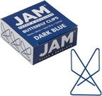 JAM PAPER Colorful Butterfly Clips - Dark Blue Paper Clamps - 15/Pack