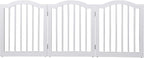 INTERNET'S BEST Arched Top Dog Gate | 3 Panel, 24" H Wooden Pet Barrier for Dogs or Cats | Freestanding Folding Room Divider for Doorways, Hallways, Stairs, and Porch | Portable, Extra Wide | White