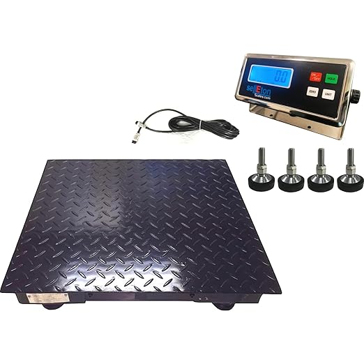 SellEton SL-700-2x2-10K 24" x 24" (2' x 2') Industrial Floor Scale with Capacity of 10,000 lbs 1 lb - Black