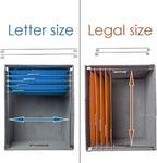 PRANDOM File Organizer Box - Set of 2 Collapsible Decorative Linen Filing Storage Hanging File Folders with Lids Office Cabinet Letter/Legal Size Grey (17x14x11.2 inch)