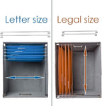 PRANDOM File Organizer Box - Set of 1 Collapsible Decorative Linen Filing Storage Hanging File Folders with Lids Office Cabinet Letter/Legal Size Grey (17x14x11.2 inch)