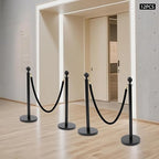 Stanchion Posts Crowd Control Barriers, 201 Stainless Steel 12 Posts 8 Ropes, 4-Way Connection Anti-Slip Fillable Base Easy Install