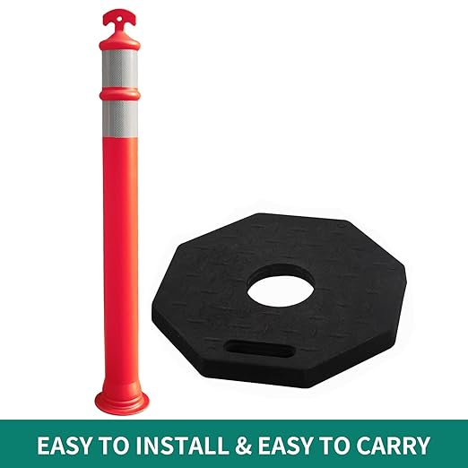 3PACK BESEA Traffic Delineator Cone 45”High Orange Traffic Safety Delineator Cones with Heavy Duty Rubber Base for Construction Site, Road Parking, People Control in Public(3PACK)