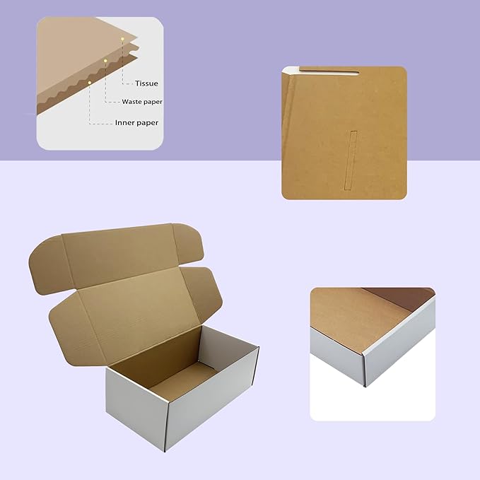 12x6x4 inches Shipping Boxes Set of 20, White Cardboard Box Kraft Corrugated Mailer Box，Boxes for Shipping E-commerce Packaging, Holidays Gift and Small Business Giving Literature Mailing
