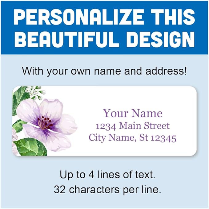 Personalized Return Address Labels - Lovely Orchids - 60-1000 Custom Self-Adhesive Stickers