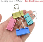HAHIYO Binder Clips Paper Clamps Spring Steel Sturdy Medium 1.26 inches Width 0.39 Inch Capacity No Sharp Edges Heavy Duty Tight Grip Reusable Color Metal Bright Finish for Home Office School 17 Pack