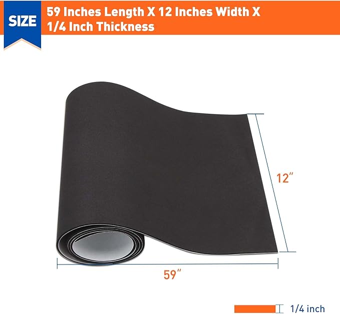 MAGZO Adhesive Foam Padding 1/8" Thick x 12" W x 59" L, Black Thin Neoprene Sheets, Closed Cell Foam Sheet Roll