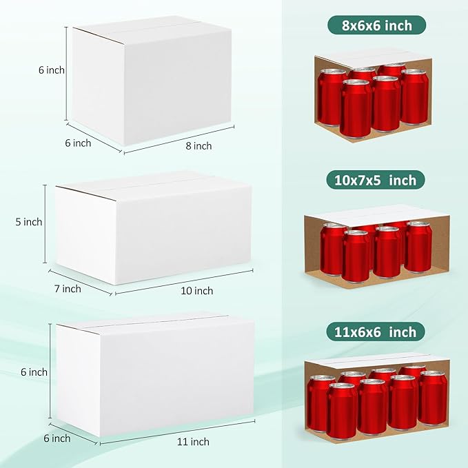 Eupako 30 Pack Small Shipping Boxes Assorted Sizes, White Corrugated Box Mailers, Cardboard Boxes for Packaging Small Business, Mailing, 8x6x6 & 10x7x5 & 11x6x6 10 PCS Each Small Boxes
