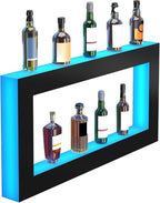 VEVOR LED Lighted Liquor Bottle Display Shelf, Square 48 Inches, Supports USB,Illuminated Home Bar Shelf w/RF Remote & App Control 7 Static Colors 1-4 H Timing, Acrylic Wall-Mounted Shelf