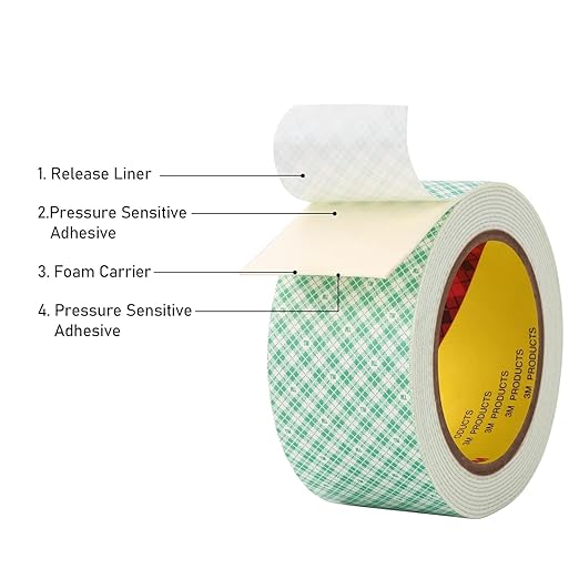 Double Sided Foam Tape 0.5" x 10Ft 2 Pack White Double Coated Urethane Adhesion Polyurethane Tape for Bonding Attaching Mounting Interior Signage Nameplates DIY Card