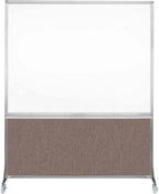 DivideWrite Mobile Whiteboard | Double Sided Dry Erase Board | Portable Office Cubicle Partition | Display for Classrooms, Conference Rooms, Meeting Areas and More | Latte Fabric 5' Wide X 6' Tall