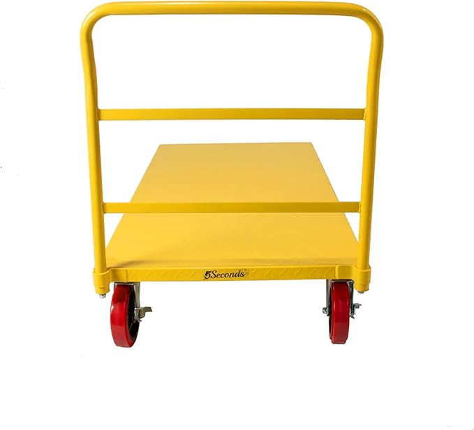 5Seconds Flatbed Platform Cart Industrial Dolly Heavy Duty 60” x 30” Hand Push Truck Super Heavy Duty Flatbed with 3000Lb Capacity 8'' Locked Swivel Wheels Commercial Moving (Yellow)