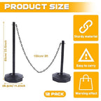 Geiserailie 12 Pack Crowd Control Stanchions, Plastic Stanchions Poles with 5FT Black Plastic Chain Crowd Control Barriers with Fillable Base Traffic Delineator Posts for Parking Lot Construction Cone