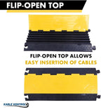 Kable Kontrol Atlas Cable Protector Wire Ramp - 5 Channel Bulk Wholesale Pallet – 10 Pcs - 35” Long Black & Yellow - 24000 Lbs Load Capacity - Rubber Speed Bump Wire Protector Cord Cover - CP9975