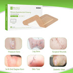 NeuHeils Silicone Super Absorbent Wound Dressing, 4x8 Inch (10 Pack), 2x6 Inch Absorbent Pads | Post-Surgery, Bed Sores, Pressure Ulcers | Self-Adhesive Bandage for Surgical Wounds & Cuts