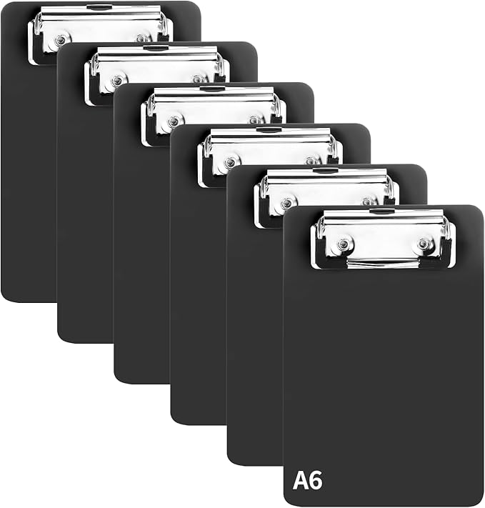 6 PCS MiNi Clipboard，Pretty Cute Small Clipboards 4×6 Inch A6 for Classrooms, Offices, Restaurants, Doctor Offices - (Black)