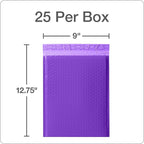 Quality Park Bubble Mailers, 8.25" x 11", Purple Poly Mailers, Padded Envelopes, Shipping Bags, Water Resistant, Self Seal, 25 Per Box (QUA85905)