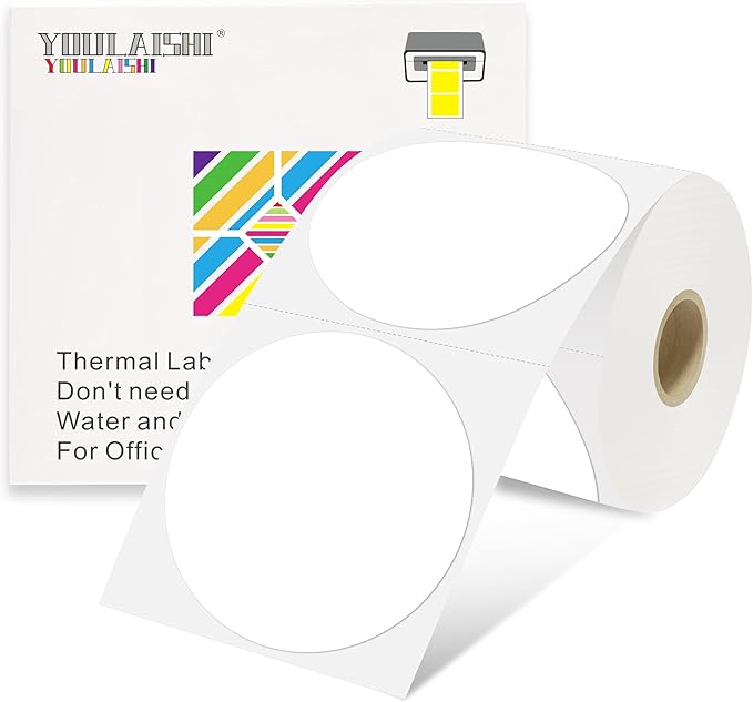 3 X 3 Inch Color Coding Dot Labels Circle Thermal Printable Waterproof 500 Pcs Round Stickers Adhesive Writable for Office, Home, Garage, DIY Sticker, Barcodes, Name Tag, White