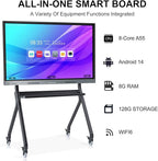 Smart Board, 55'' 4K UHD Smart Whiteboard, 8+128GB Touch Screen Electronic Whiteboard, Interactive Whiteboard for Classroom and Business (Wall Mount Included)