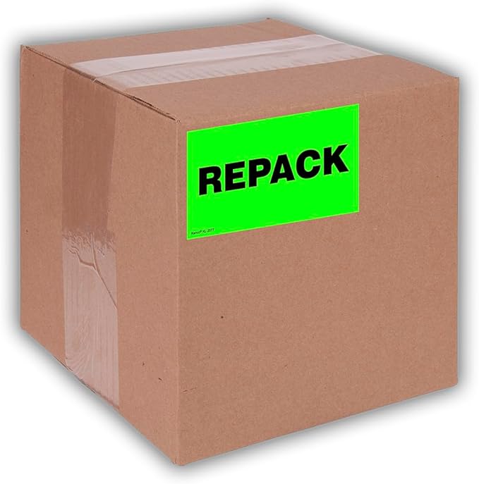 Kenco 3" X 5" Repack Fluorescent Shipping Label Stickers for Shipping and Packing - 500 Adhesive Labels Per Roll (5 Pack)