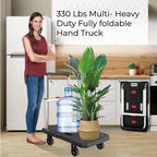 Folding Hand Truck, 330 Lbs Heavy Duty Luggage Cart, Portable Push cart Dolly with Adjustable Handle for Auto, Luggage, Personal, Travel, Moving Shopping and Office Use