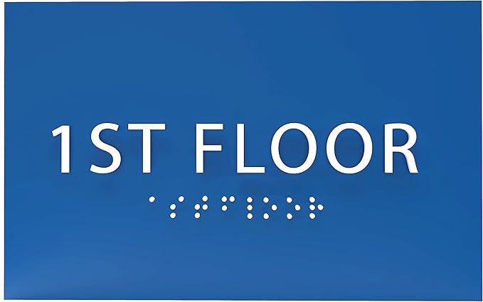 6" X4" 1st Floor Sign - ADA Compliant Tactile Graphics Grade 2 Braille Text Wall Sign| Directional Assistance, Floor Number Sign for Office, Schools, Hospitals, Apartments