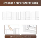 8 Panels Full Metal Freestanding Dog Gates with Door, 160” W x 32” H Folding Pet Gate Fence with Support Feet for Indoor,Stairs, Hallways and Doorways(White)