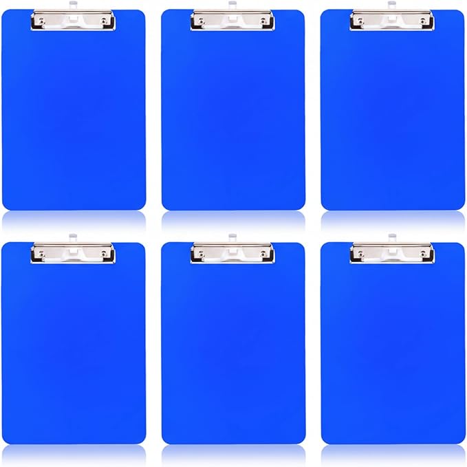 6 PCS Clipboards Bulk with Pen Holder,Standard A4 Letter Size,Plastic Clip Boards 8.5x11 Heavy Duty,Low Profile Clipboard for Men Kids Teacher,Office School Home Work,Blue