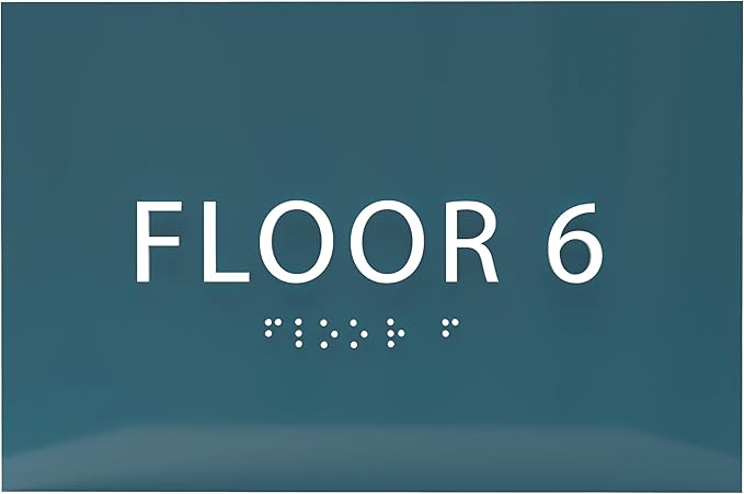 6" X4" Floor 6 Sign - ADA Compliant Tactile Graphics Grade 2 Braille Text | Wall Mount Plastic Directional Assistance, Floor Number Sign for Office, Schools, Hospitals, Apartments
