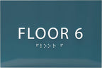 6" X4" Floor 6 Sign - ADA Compliant Tactile Graphics Grade 2 Braille Text | Wall Mount Plastic Directional Assistance, Floor Number Sign for Office, Schools, Hospitals, Apartments