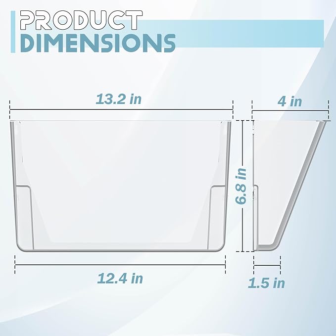 Clear Acrylic Single Pocket, Plastic Hanging Wall Mount File Holder for Office Home (Gray, 3 Pack)