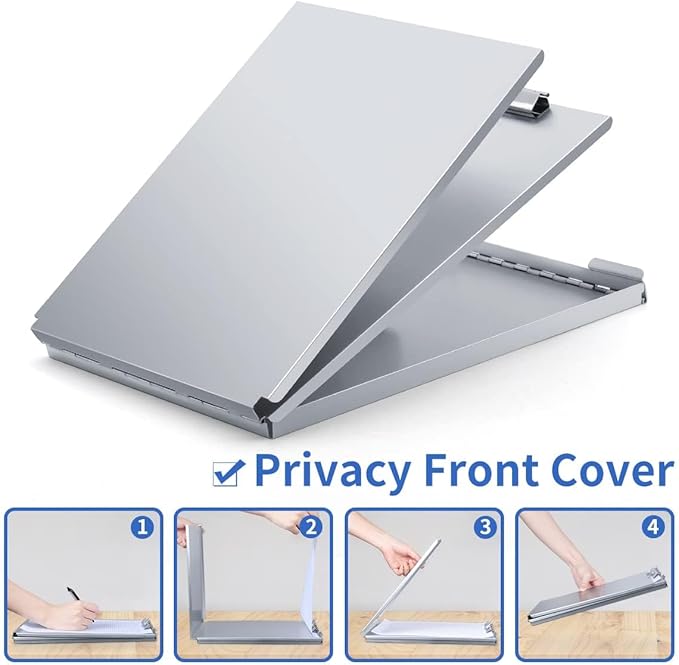 Aluminum Clipboard with Storage, Form Holder Steel Stainless Binder with Metal High Capacity Clip,Heavy Duty Made for Nurses Medical Personnel Jobsite Professionals Stationery Items
