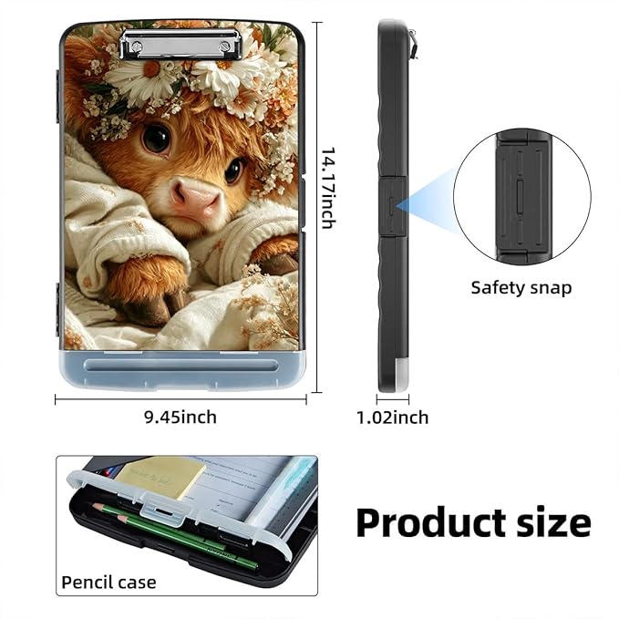 Clipboard with Storage Box & Pen Holder,Heavy Duty Clip Boards 8.5x11 for Nursing,High Capacity,School & Office Supplies,Floral Cozy