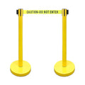 VIP Crowd Control Retractable Belt Stanchion Queue Safety Barrier Set, 36" Ht, 78" Belt (2 YEL Posts Caution Belt)