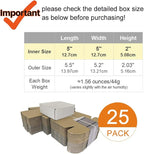 5x5x2'' Corrugated Mailers, 25 Pack, Cardboard Shipping Boxes, White (CM552-25)