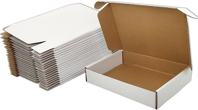 Small White Shipping Boxes for Small Business Pack of 25-8x5.5x1.6 inches Cardboard Corrugated Mailer Boxes for Shipping Packaging Craft Gifts Giving Products