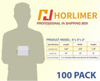 HORLIMER 4x4x2 inches Shipping Boxes Set of 100, White Corrugated Cardboard Box Literature Mailer