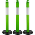 VEVOR 3 Pack Traffic Delineator Posts, 48 inches Traffic Safety Cones with Fillable Base and Reflective Strips, Heavy Duty Delineator Posts for Construction Site, Parking Lot, Crowd Control, Green