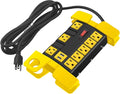 Heavy Duty Power Strip with USB, Workshop 8 Outlet Surge Protector 2700 Joules, Industrial Metal 15Amp Power Strip, 10 FT Extension Cord and Wide Spaced Black.