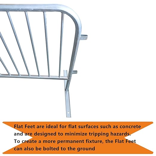 2 Pack 8.5 Ft Steel Crowd Control Heavy Duty Interlocking Steel Safety Barriers Barricade Fence Frame Guard for Events Road Traffic Control, Galvanized Silver
