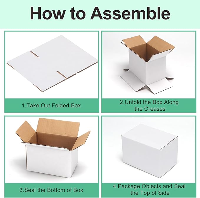 PETAFLOP Cardboard Boxes 6x4x4 Shipping Boxes White Kraft Corrugated Small Mailer Boxes, 25 Pack