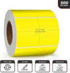 Yellow Rectangle Stickers 3 x 2 Inch Color Coding Labels Vinyl Roll Self-Adhesive Waterproof Removable 500 PCS